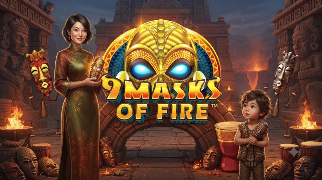 Bertema Tribal – 9 Masks Of Fire Slot Online di Microgaming