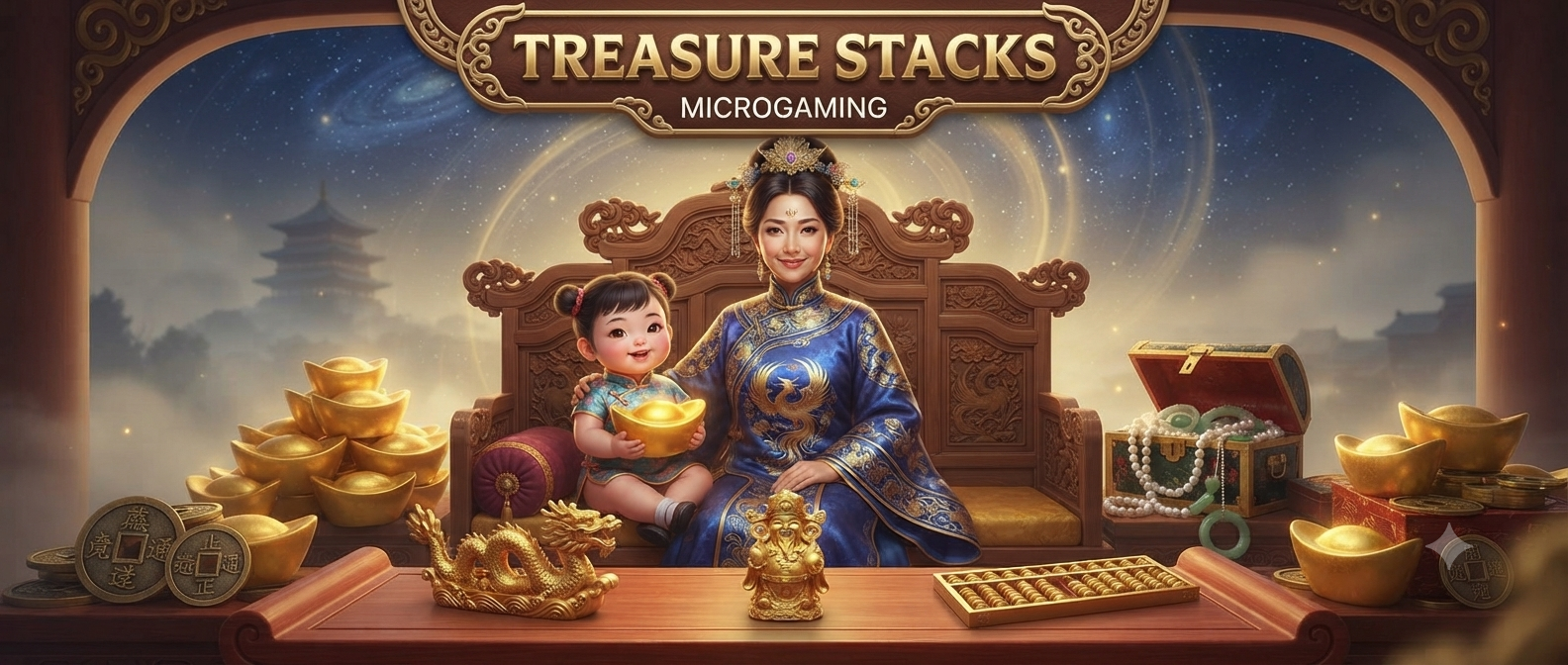 Bertema Harta Karun: Treasure Stacks Slot Online di Microgaming