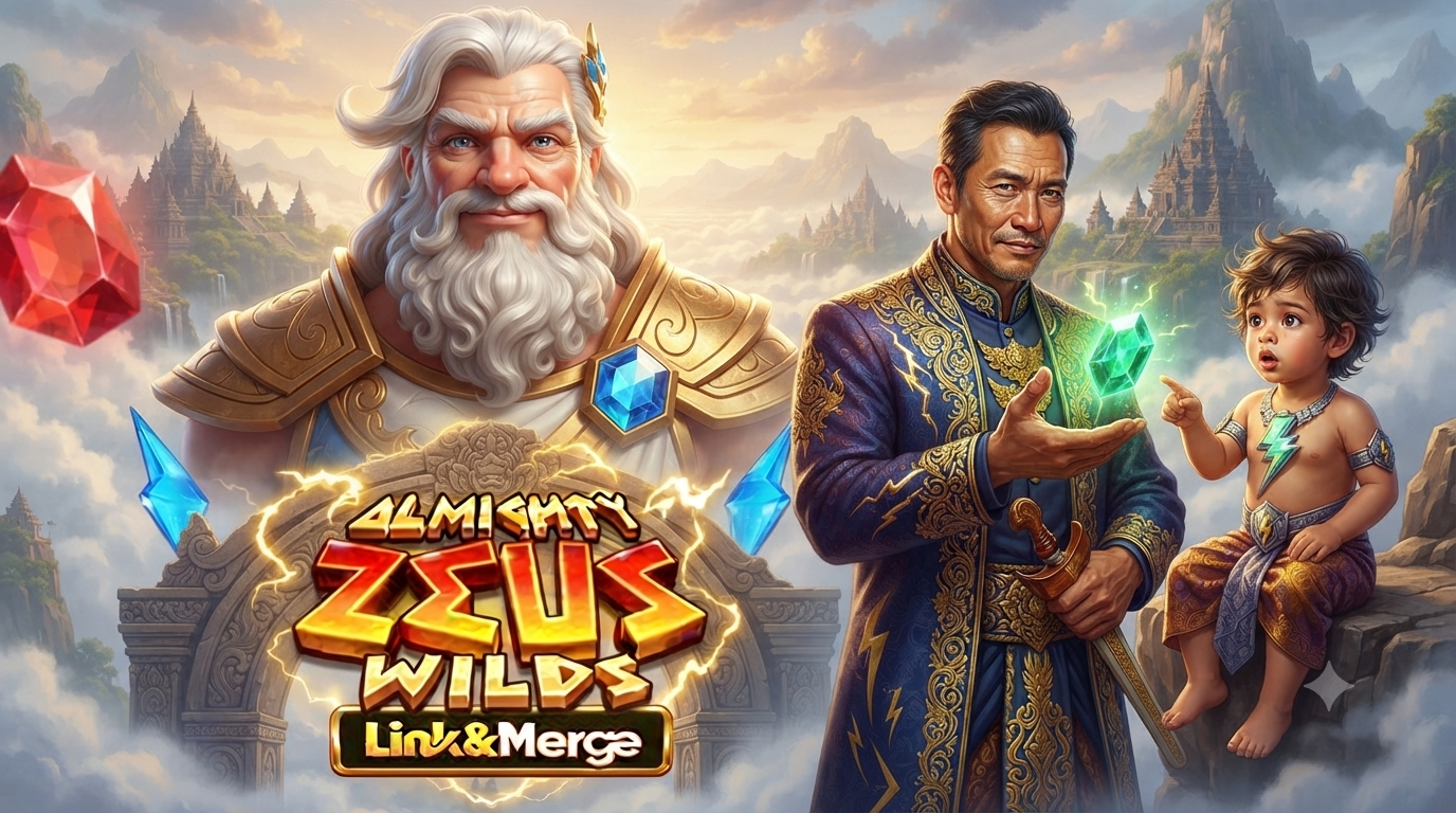 Almighty Zeus Wilds Link&Merge Slot Online di Microgaming